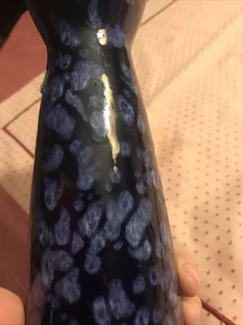 Wunderschöne alte außergewöhnliche Vase Keramik Scheurich, Schwarz Hellblau