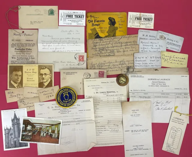 Paper Ephemera - LEHIGH VALLEY, PA - Receipts, Letters, Envelopes, Ads