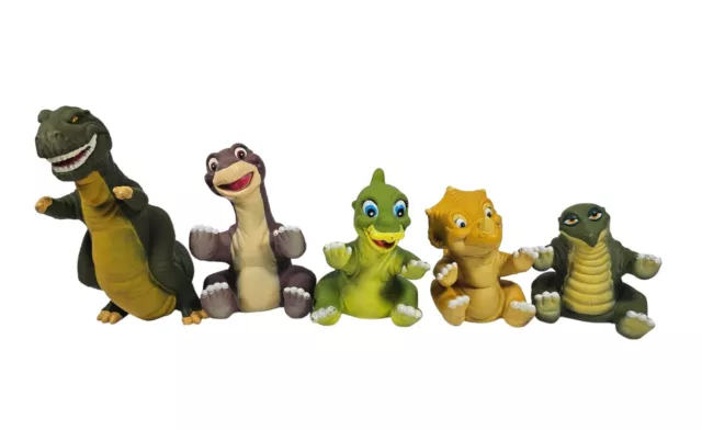 Land Before Time 5 Hand Puppets 1988 Pizza Hut Toys Plastic Rubber