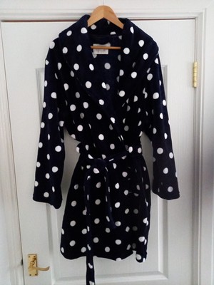 F&F Dressing Gown Xl Navy With White Spots Super Soft