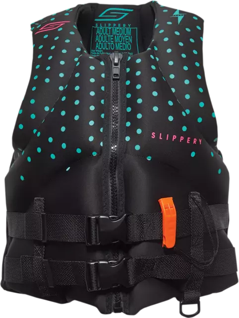 Slippery 21 Women's Surge Neo Vest Zip Up Life Jacket Black/Mint Small