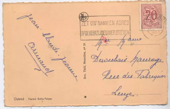 Carte postale de mécanisation Belgique Gent Gand Gand Transorma Red Ident AP 1953
