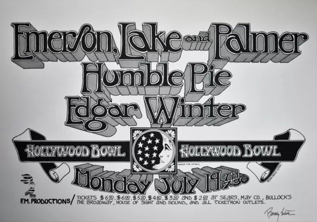 Emerson Lake and Palmer Concert Poster Hollywood 1971 Randy Tuten