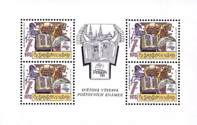Czechoslovakia 1988 Stamp Show S/S Mnh Astronomy Globe, Sheep, Lion, Animals