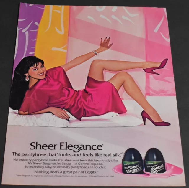 1983 Print Ad Sexy Heels Long Legs Brunette Dress Silk Pantyhose Fashion Lady