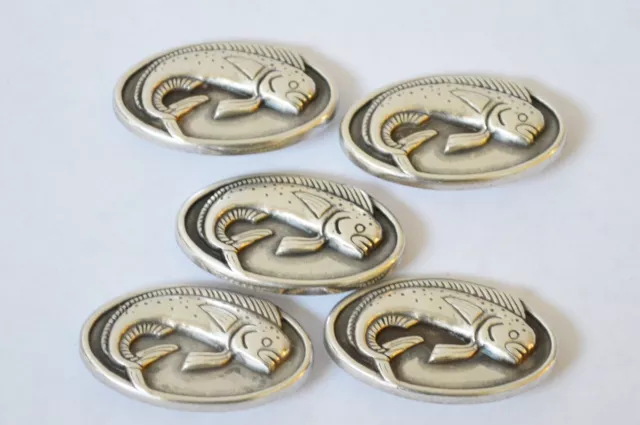 Menge 5 Enmon Mahi Fisch Concho Leder Ozean See Schraube Zurück Silber Belt Tack