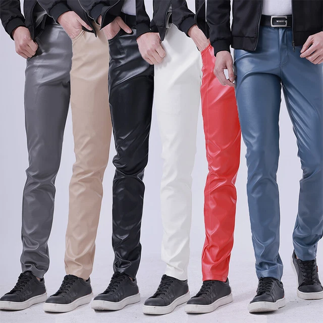 Pantaloni Di Pelle Da Uomo Pantaloni Skinny Elastici In Pelle Pu Pantaloni A