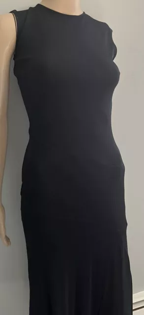 Balmain Sleeveless Bias cut Dark/Navy Black Asymmetric Dress sz XS 2