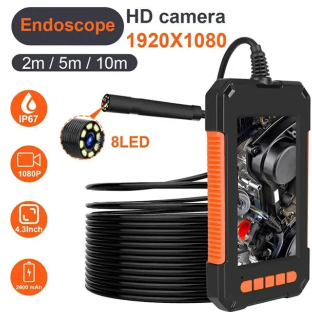 4.3" 1080P HD Industrial Endoscope 8 LED Borescope Inspection Camera Waterproof