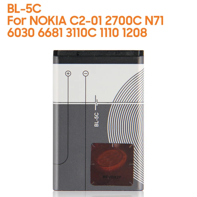 Replacement Battery BL-5C For NOKIA C2-01 2700C N71 6030 6681 3110C 1110 1208