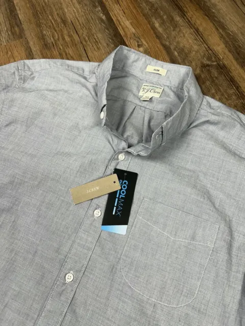 J Crew Secret Wash Oxford Shirt Men XL Slim Fit Button Down Gray Lightweight NWT