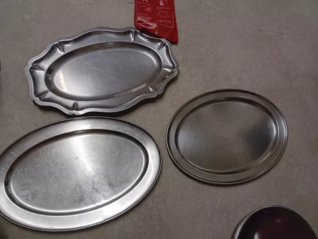 3x 18 Inch Large Oval Stainless Steel Serving Platters