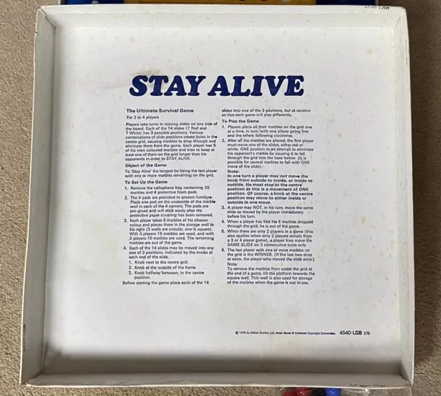 Vintage Stay Alive Board Game Boxed 1975 Edition By MB GAMES 3
