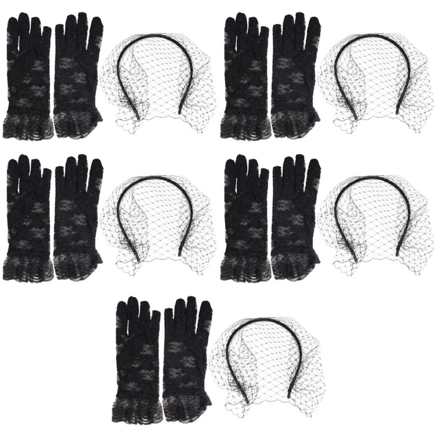 5x Guanti in Pizzo Matrimonio Sposa Sposa Velo Matrimonio Fascia