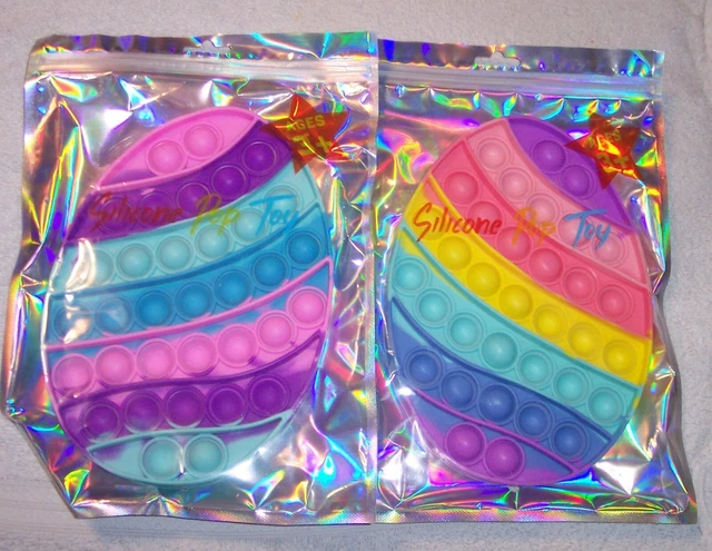 NEW Lot of 2 Easter Egg Silicone Child's Pop It Fidget Toy Colorful NIP