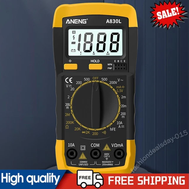 A830L DIGITAL MULTIMETER Amper Gauge LCD Volt Current Tester ...