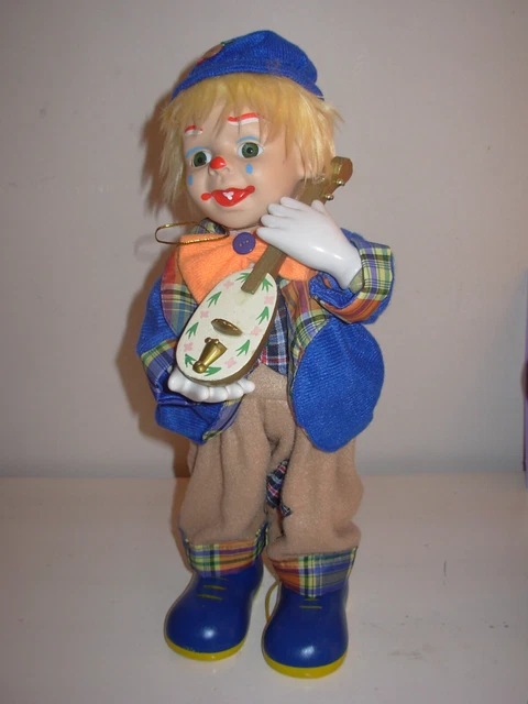 Poupée Ancienne En Porcelaine - Clown Musical - Automate Vintage