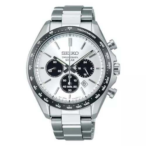 SEIKO SELECTION SBPY165 White Panda Solar Chronograph Men's Watch N EW in Box