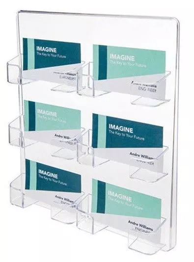 6 Pocket Landscape Deflect-o Wall Mount Business Card Holder 1-6 Units 70601