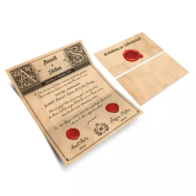 Hochzeitseinladungen Silberhochzeit Einladungskarten individuell - Siegelbrief