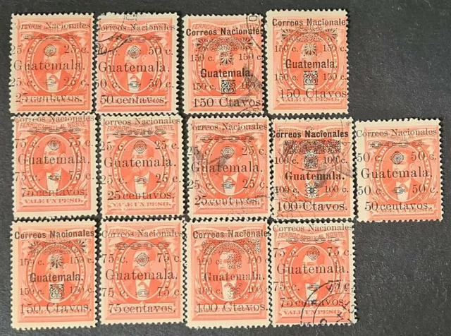 Stamps Guatemala 1896 Railway Surcharges Used - #5970