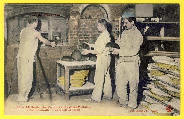 cpa rare PARIS FORT de VINCENNES 24th Section COA Military Workers BAKERS