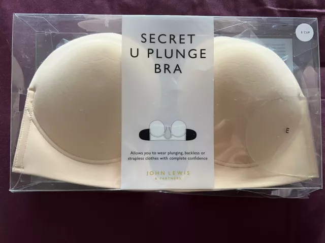 BNIB JOHN LEWIS Secret U PLUNGE STICK ON BRA E CUP BACKLESS LOW CUT CRUISE