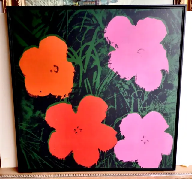 NEW Framed Andy Warhol Daisy Print Pink & Red 26x26 WYNN Hotel Surplus