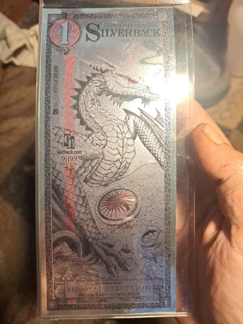 1 SILVER DRAGON silverback note limited Edition #10,129 Of 100,000. $20 ...