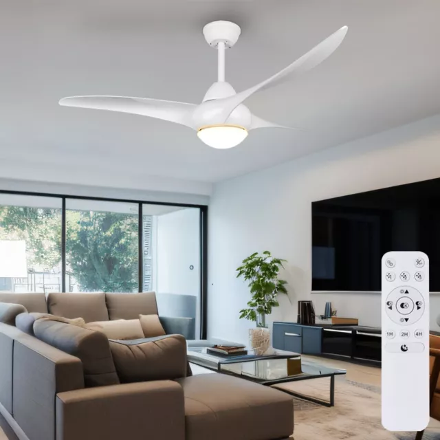 Ventilateur Ventilatorleuchte Plafonnier LED Télécommande Minuteur Blanc Tdc