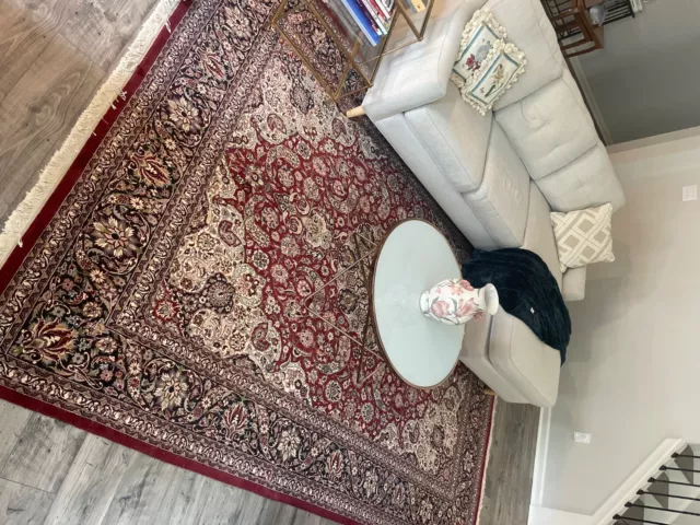 Pakistani Oriental Rug 8x10 Vintage Floral Medallion Carpet Wool Handmade Maroon