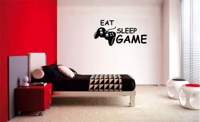 Eat Sleep Play Game Boy Lettering Decal Wall Vinyl Decor Sticker Room Video Game