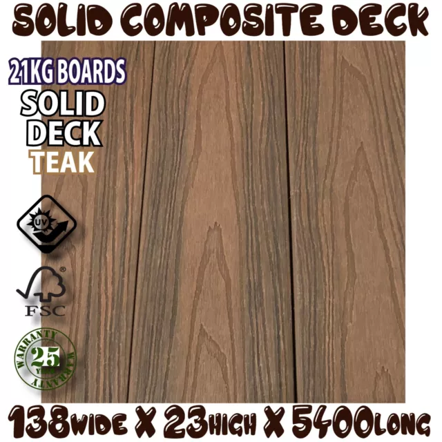 TEAK COMPOSITE DECKING Eco - 25 year warranty - 5.4m boards and 138mm wide - DIY