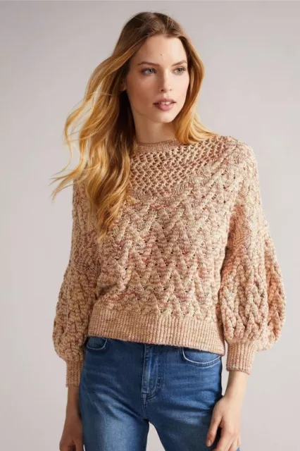 Ted Baker Lorensa Chunky Summer Cable Sweater Size 2 UK 10 RRP £141