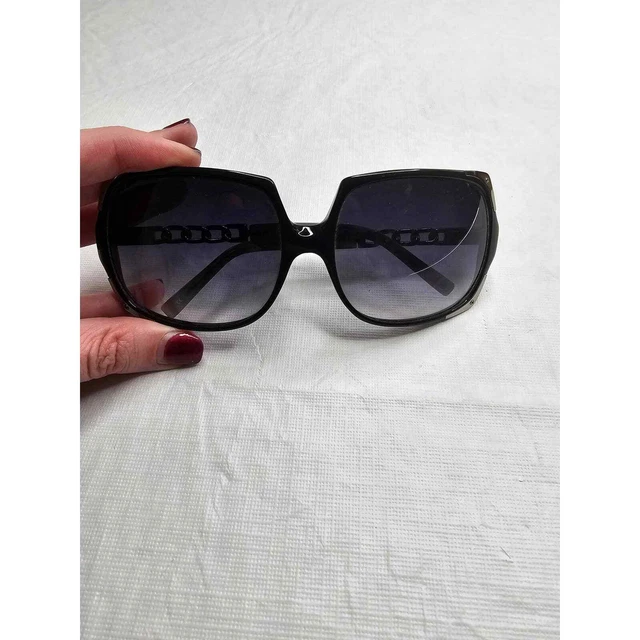 FOSSIL WOMENS PLASTIC Frame Black Silver Sunglasses Oversized