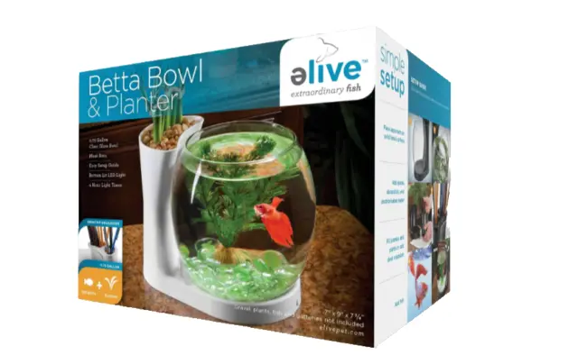 Elive Betta Fish Bowl / Betta Fish Tank with Planter, Small 0.75 Gallon Aquarium