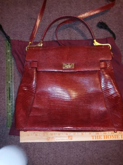 ALFRED ROTH Hand made Large Lizard expanding locking vintage- burgundy