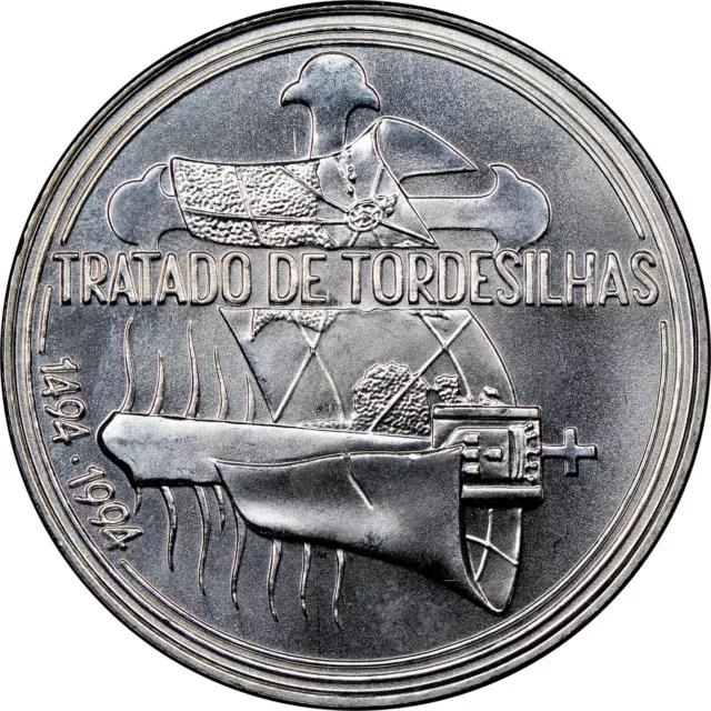 Silver coin 1000$ Portugal 1994 The Treaty of Tordesillas