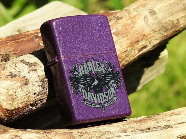 Zippo Lighter - Harley Davidson - HD Eagle Wings - Purple Shimmer - Model 24023