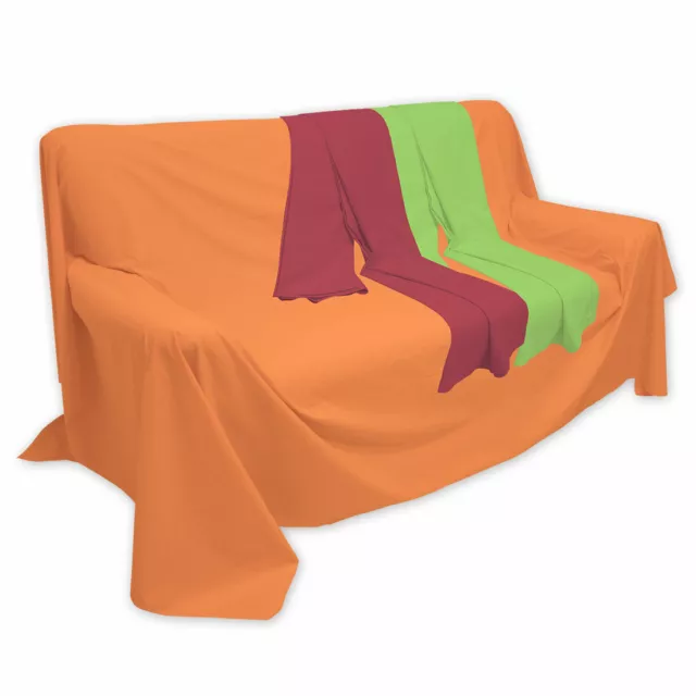 Überwurf aus 100% Baumwollstoff 30 Farben viele Größen Sofaüberwurf Bettlaken 2