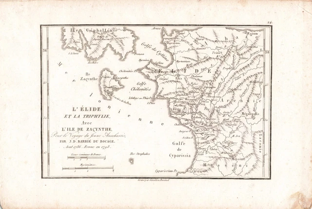 ANCIENNE GRAVURE CARTE Vers 1800 L'elide Et La Triphylie Avec L'ile De ...