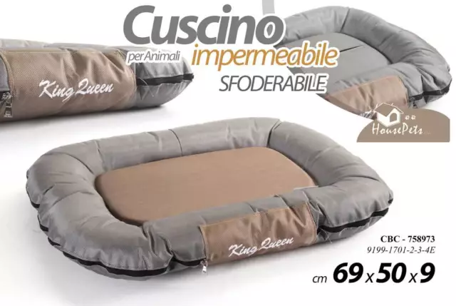 Cuscino Cuccia Cane Gatto Poltrona Letto Impermeabile Sfoderabile 69*50*9 Cm