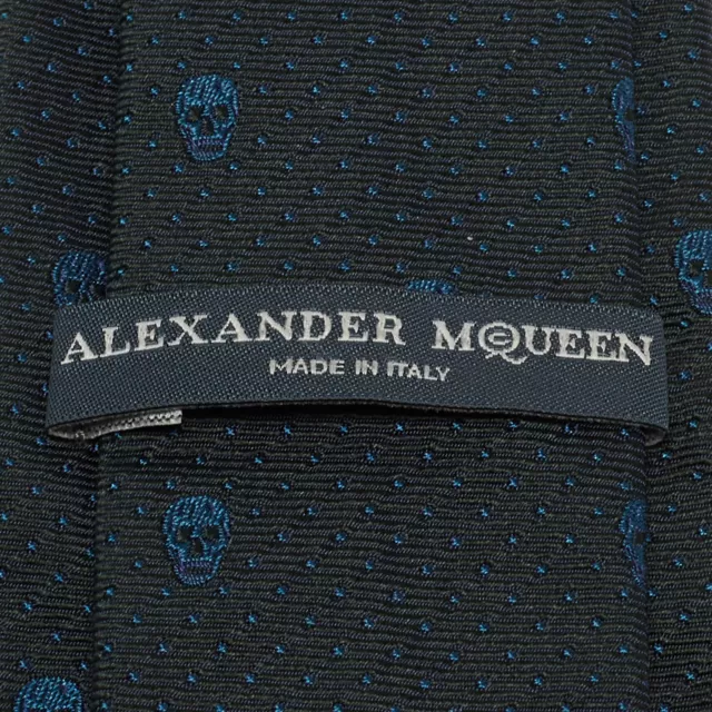 Alexander McQueen Navy Blue Skull Silk jacquard Tie 3