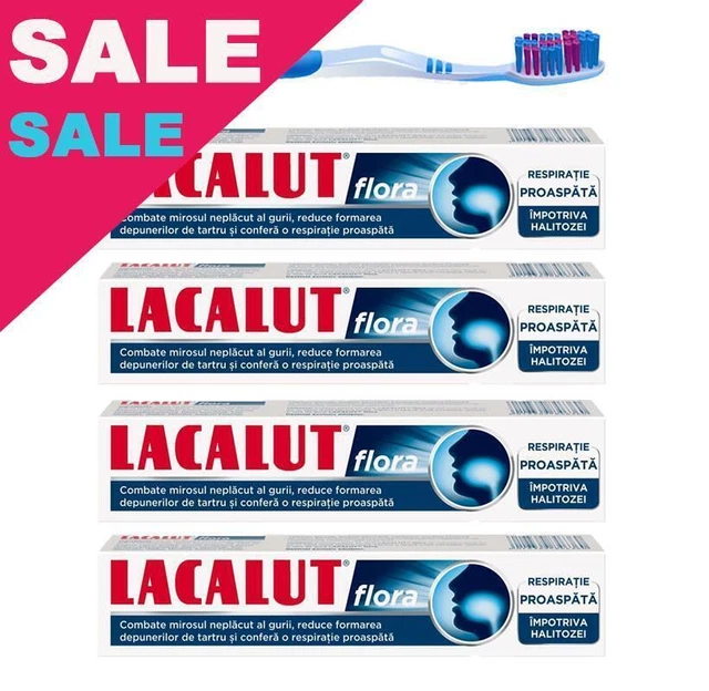 Lacalut Flora Anti-Halitosis Toothpaste Long Lasting Fresh Breath Value Pack x 4