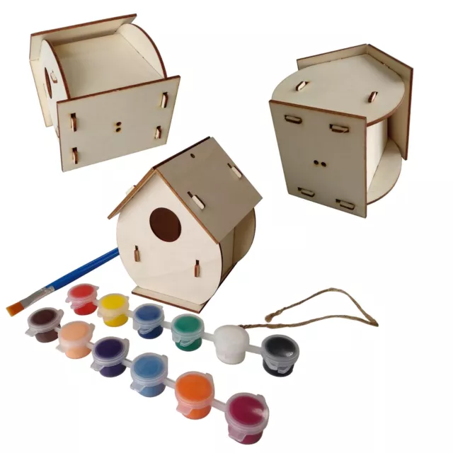 KHAMPA [12 Pack] DIY Wooden Birdhouse Kits Wooden Birdhouses Wood Bird House