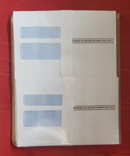 50/pk W-2 ENVELOPES double window 4-up SELF SEAL 8-3/4" x 5-3/4" fits 2022/23 W2