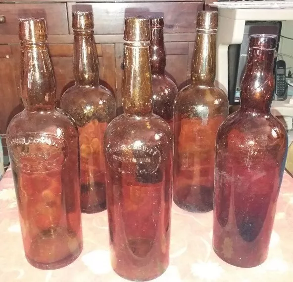 6 bouteilles vide rhum chaudet Martinique Antilles défaut de soufflage sur une b