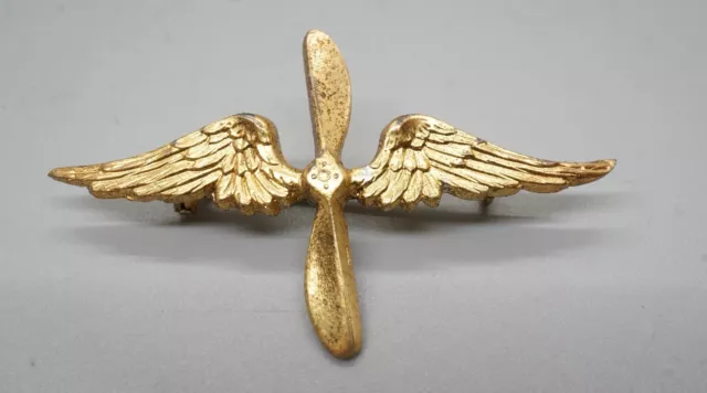 WWI French Made Army Air Service Pilot Collar Wings Insignia Pin