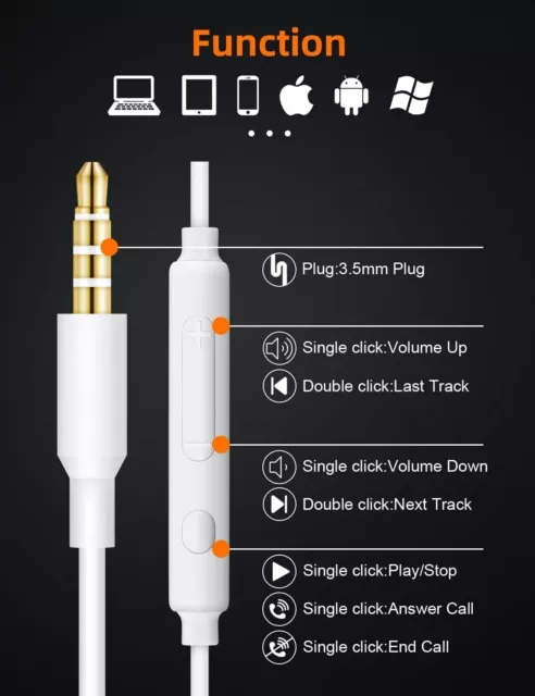 Cascos Auriculares Cable Audífonos Con Control Volumen y Micrófono Paquete De 2 2
