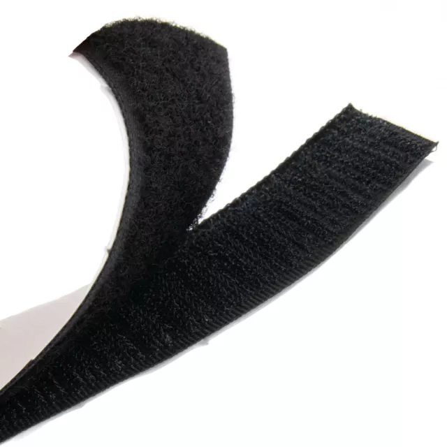 Klettband selbstklebend 5 Meter lang 38mm breit schwarz, Set Haken & Flausch